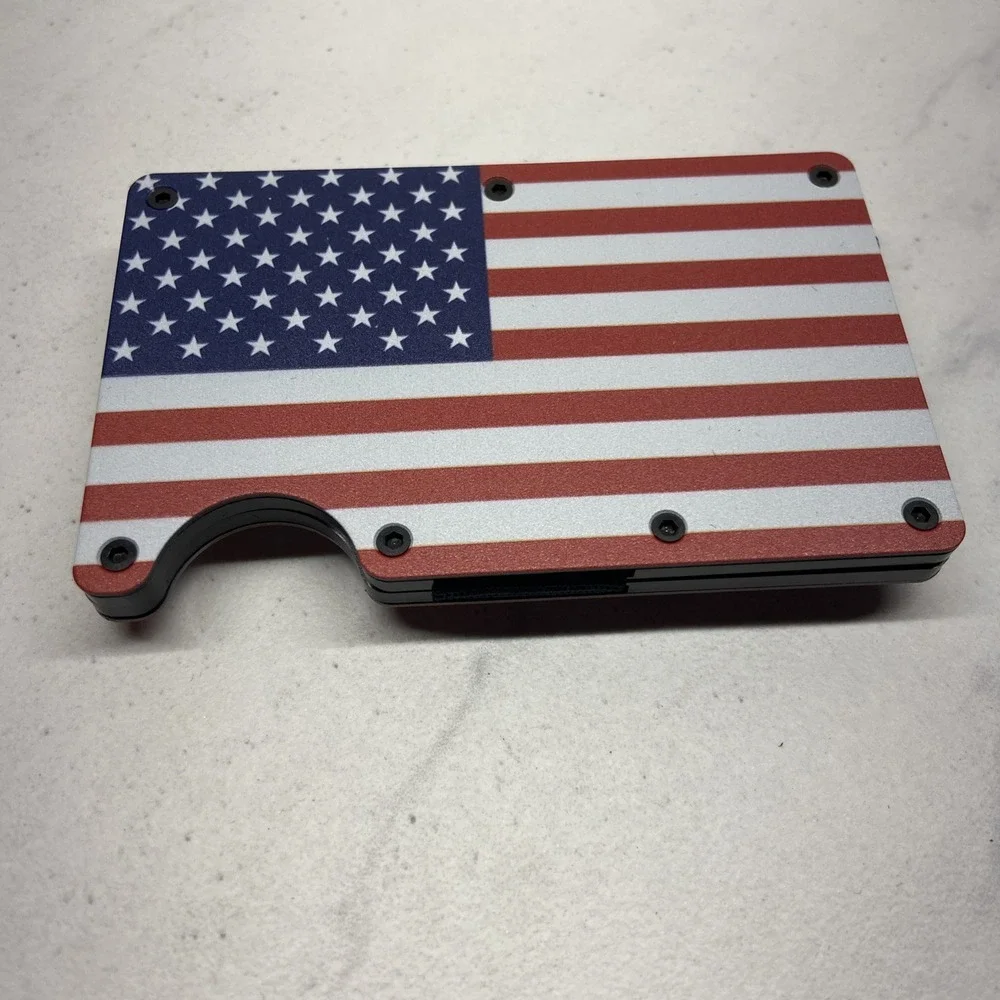Metal Slim‎ Patriotic American Flag RFID Blocking Wallet
